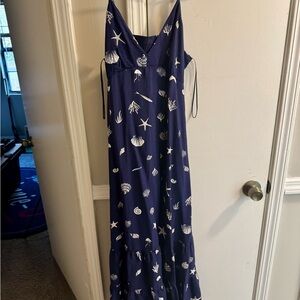 a new day Navy Blue Maxi Dress with White Sea Print